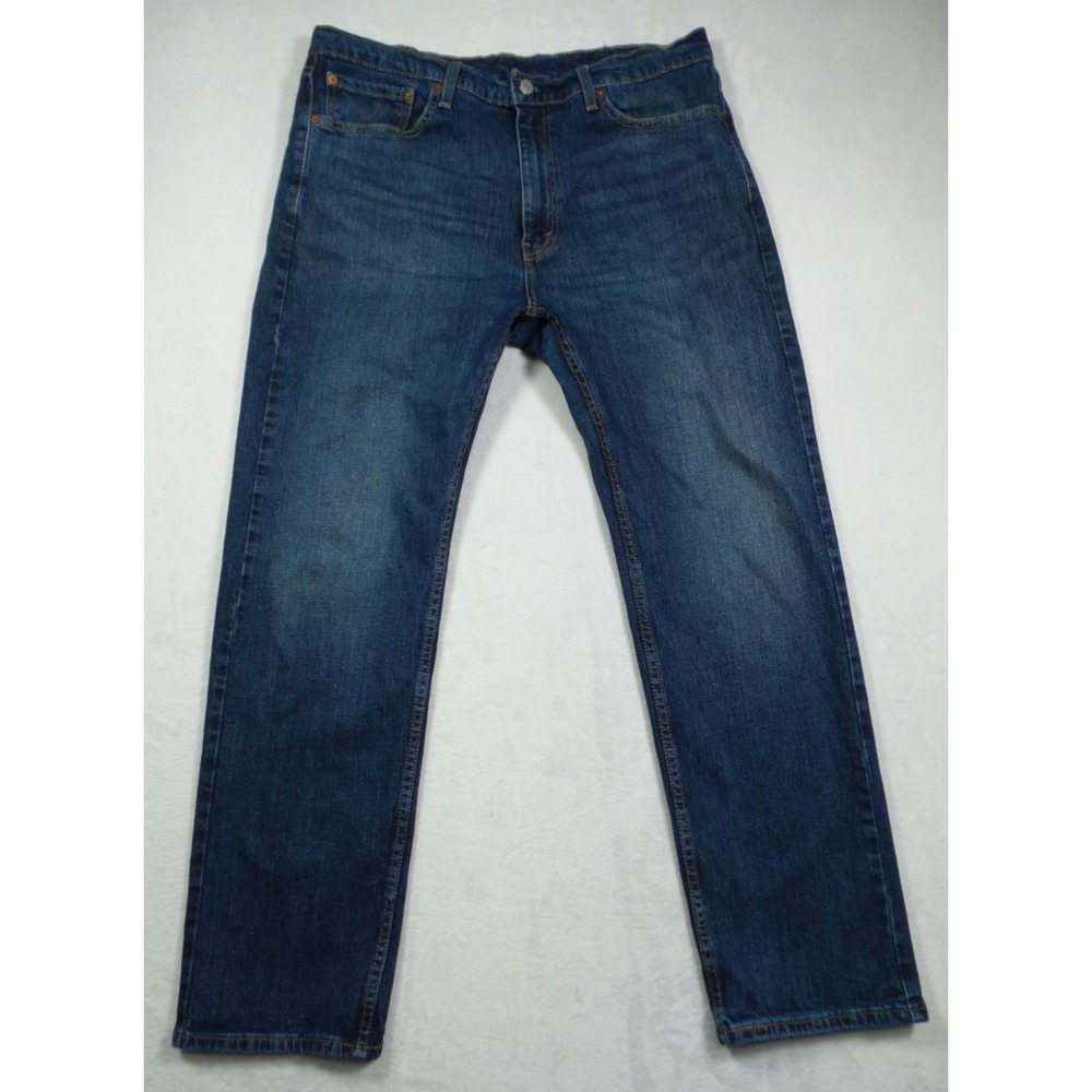 Levis Mens Jeans 38 x 32 Blue Denim 505 Straight Leg Regular Fit Stretch Dark